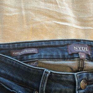 NYDJ Marilyn Straight Jeans, Size 10, darker blue